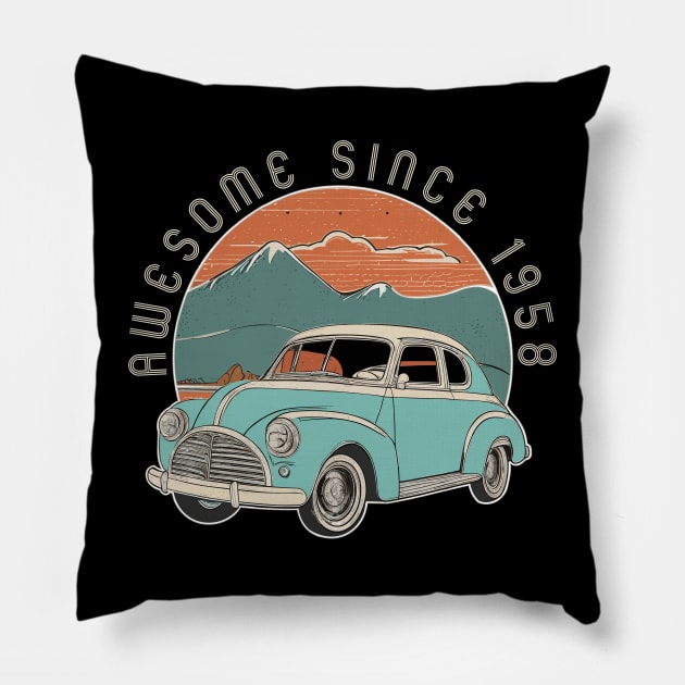 Awesome Since 1958 vintage gift Pillow by GrafiqueDynasty