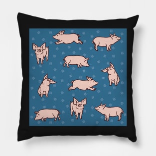 Prussian Blue Pigs Pillow