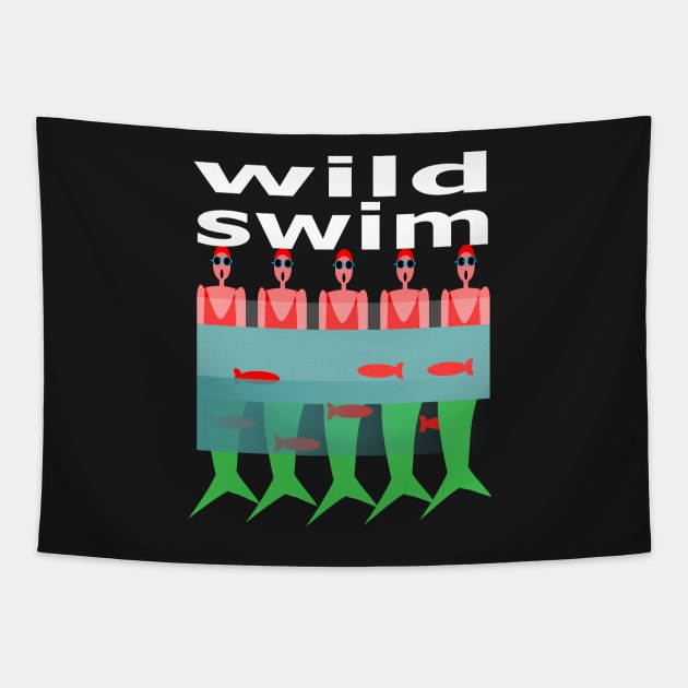 Wild Swim Tapestry by krisevansart