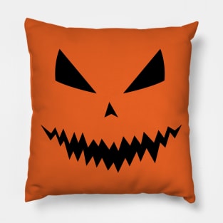 Halloween Jack OLantern cool scary evil pumpkin face black on orange Pillow