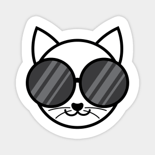 Cat Wearing Sunglasses | White Magnet