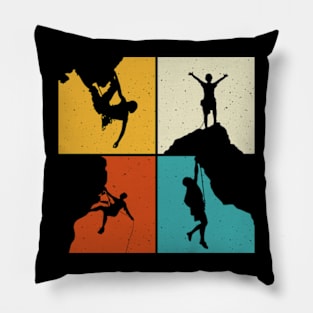 Vintage Rock Climbing Art, Sports Hobby Retro Rock Climbing Pillow