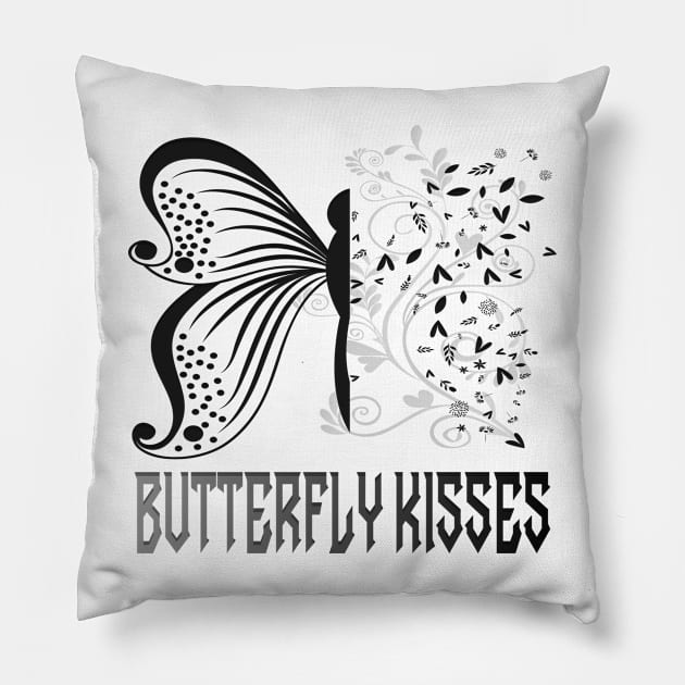 Butterfly Kisses Flowers Lovers Best Gift For Mothers Pillow by Mirak-store 