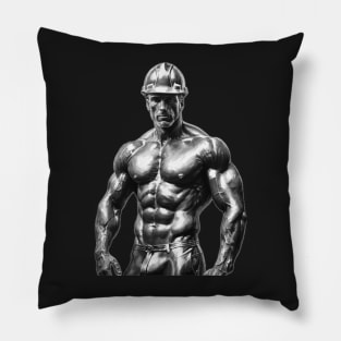 Muscular Hunk Wearing A Hard Hat Pillow