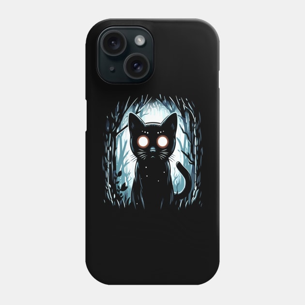 Creepy cat in forest Phone Case by Evgmerk