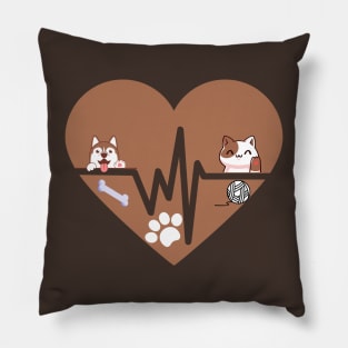 I heart Pets Cat and Dog I am In Big War Pillow