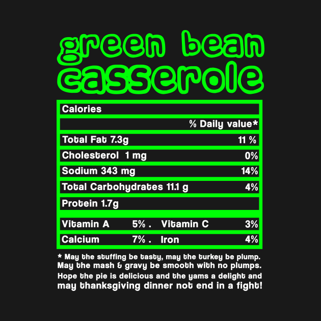 Green Bean Casserole Nutrition Facts Thanksgiving Gift by issambak