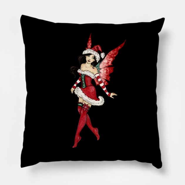 Miss Santa Fairy Pillow by AmyBrownArt