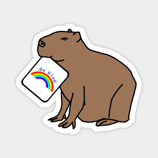 Cute Capybara Says Be Kind With a Rainbow Magnet
