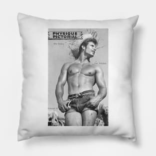PHYSIQUE PICTORIAL Joe Valiant - Vintage Physique Muscle Male Model Magazine Cover Pillow