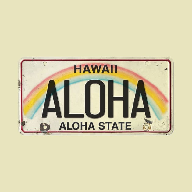 Aloha Vintage Hawaii License Plate by HaleiwaNorthShoreSign