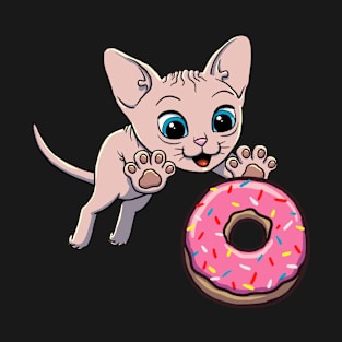 Sphynx Cat excited to eat a donut T-Shirt