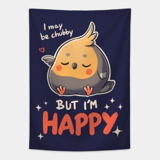 Happy Cockatiel // Chubby, Body Positive, Parrot Tapestry