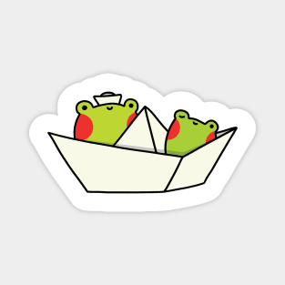 Frogs in a paper boat Magnet