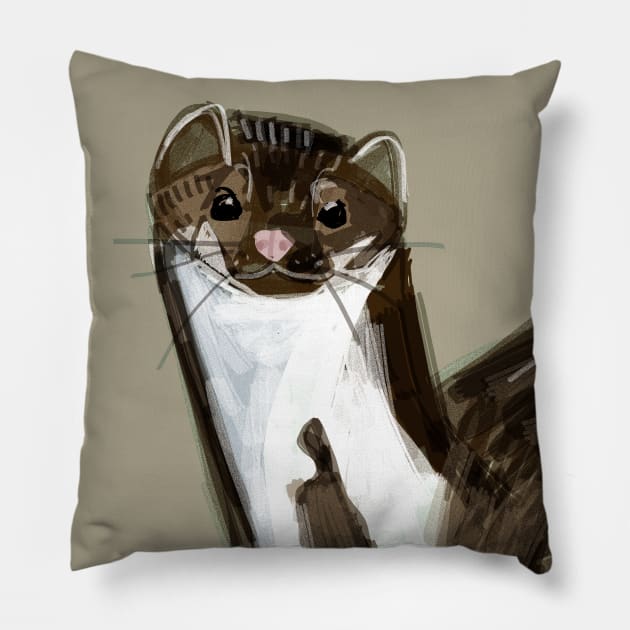 Sweet Stone Marten ( Martes foina ) Pillow by belettelepink