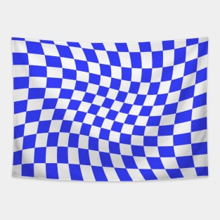 Twisted Checkered Square Pattern - Blue Tones Tapestry