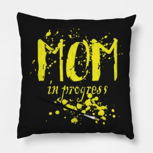 Mom in Progress Yellow Pillow