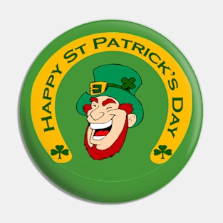 St Patrick's Day Leprechaun in horseshoe Pin