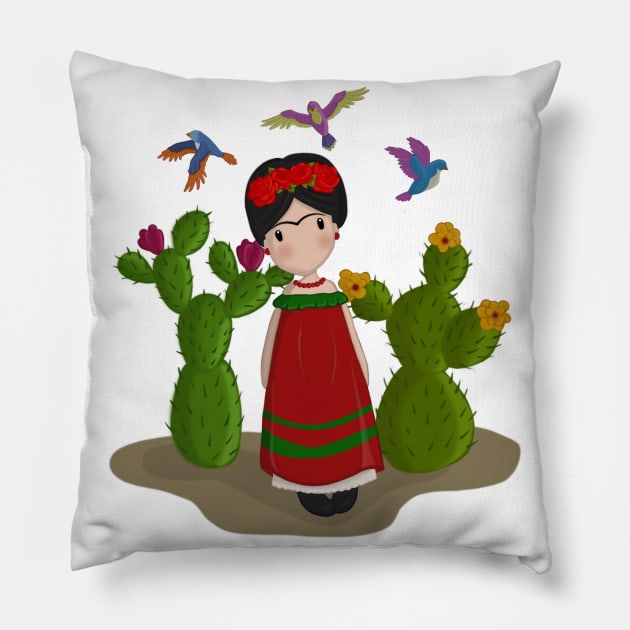 Frida Kahlo Doll 2 Pillow by valentinahramov