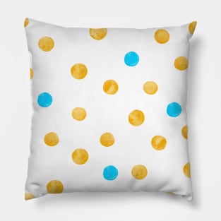 Watercolor random dots - yellow and blue Pillow