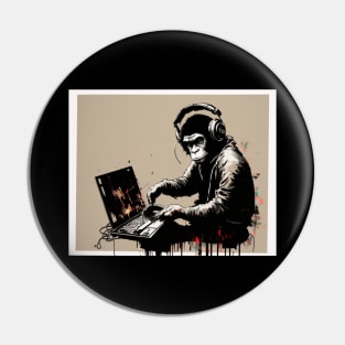 Illustration of BANKSY DJ Monkey Thinker Pin