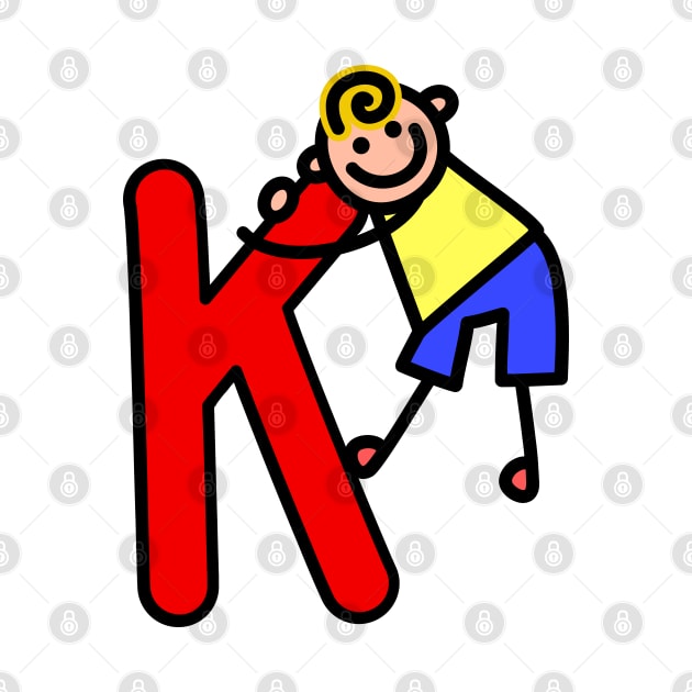 Letter K for Boys alphabet Kids Colorful Cartoon Character by funwithletters