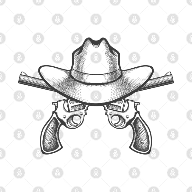 Revolvers with Cowboy Hat by devaleta