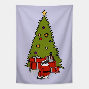 Santa Penguin and Christmas Tree Tapestry