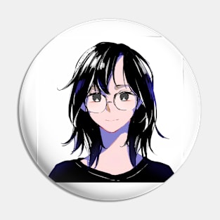 Cute Glasses Girl Pin