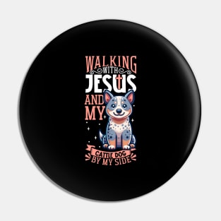 Jesus and dog - Australian Cattle Dog Pin