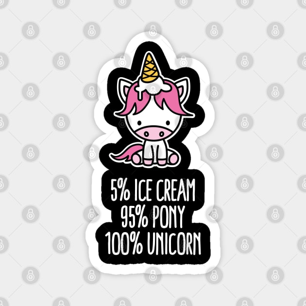 5% ice cream 95% pony 100% unicorn pun funny girl Magnet by LaundryFactory