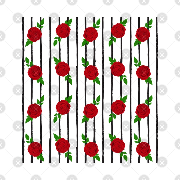 Red Roses with Black Vertical Lines by GraphiscbyNel