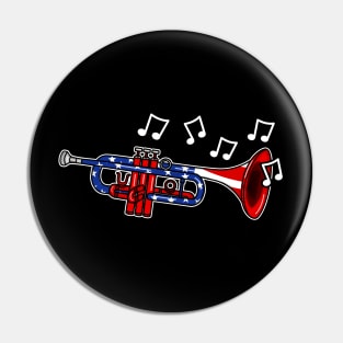 4th July Trumpet Trumpeter American Flag Pin