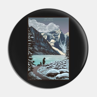 Retro Lake Louise Travel Poster Pin