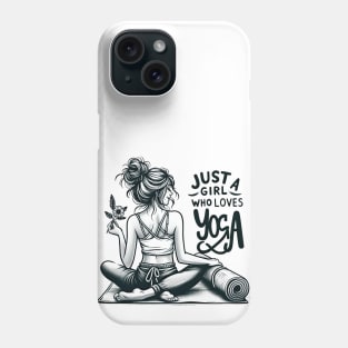 Just a Girl Who Loves Yoga-Girl with Mat and Messy Bun Phone Case