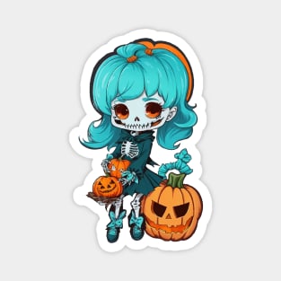 Halloween Skeleton Kawaii Girl Magnet