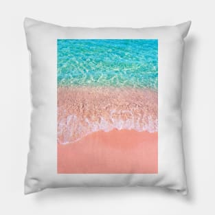 Dreamy seaside photography, water and sand in magical colors Pillow