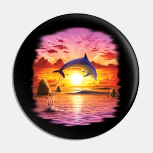 Dolphin dancing in sunset Pin