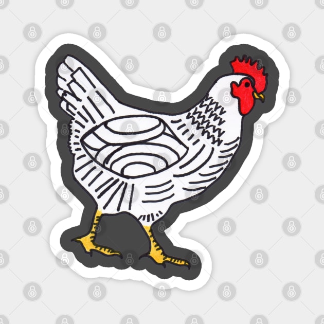 ADORABLE HEN DRAWING - CUTE CHICKEN ILLUSTRATION Magnet by VegShop