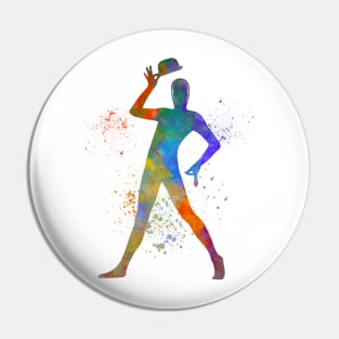 performer mime with mask dancing dancer silhouette in watercolor Pin
