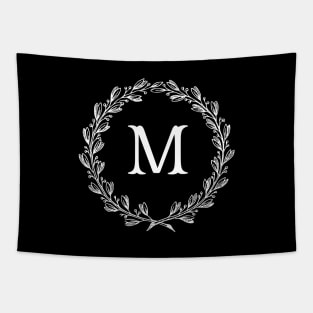 Beautiful Letter M Alphabet Initial Monogram Wreath Tapestry