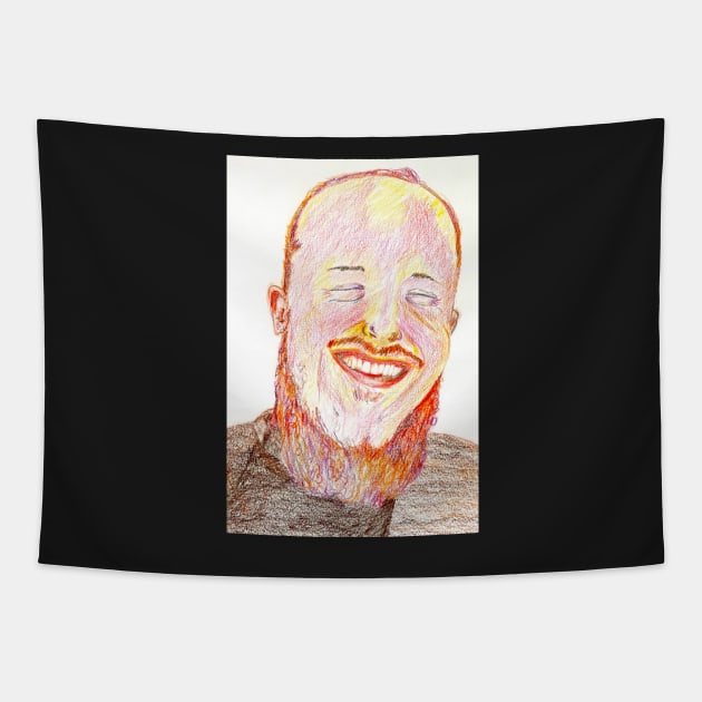 Laughing Man with Red Beard Tapestry by ElizaC