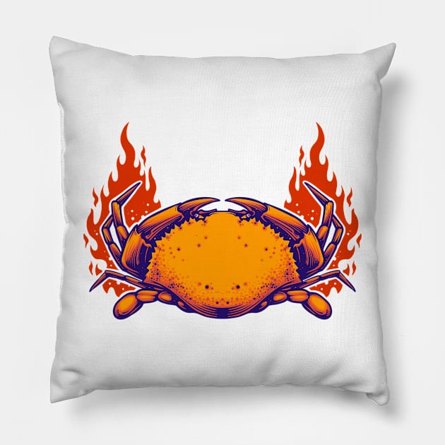 Burning crab Pillow by phsycartwork