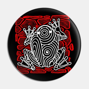 Frog Toad Rock Tribal Tattoo Art Red White Pin