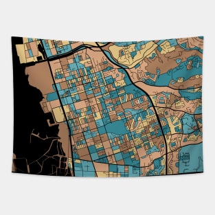 Chula Vista Map Pattern in Mid Century Pastel Tapestry