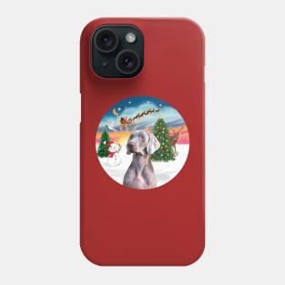 Santa Takes Off as Hiw Weimaraner Watches Phone Case