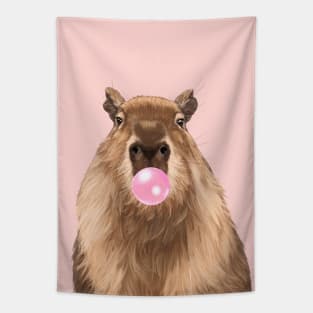 Bubble Gum Capybara Tapestry