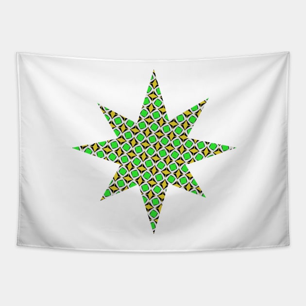 Green and Yellow Diamond Pattern Tapestry by BHDigitalArt