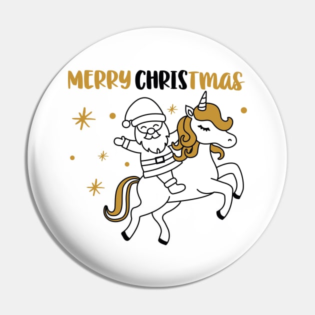 Merry Christmas Santa and Unicorn Pin by Peach Lily Rainbow