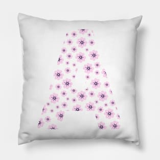 Letter A Purple Pink Flowers Background Design Pillow